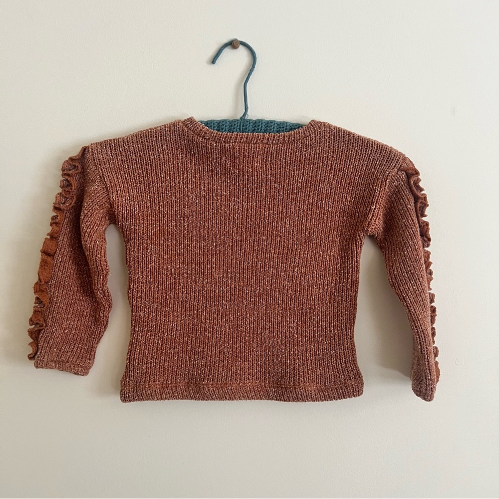Vignette Ruffle Sleeve Sweater, orange - Picture 2 of 8
